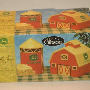 Everyday Gibson John Deere On the Farm Salt & Pepper Shakers NIB NEW